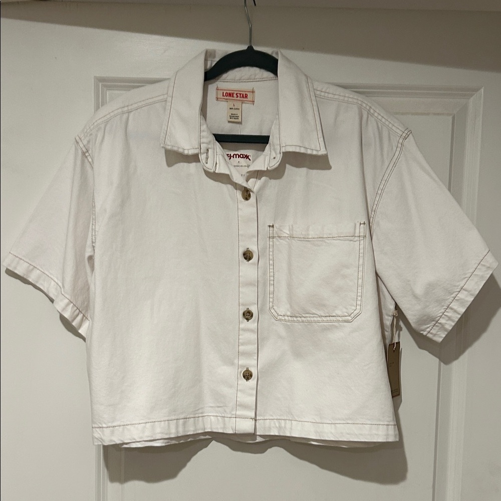 Lone Star Women's Cream Button-Up Crop Top